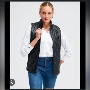 Chico's black quilted faux leather vest- Size 12/14‎